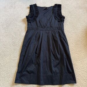 BCBGMaxAzria Classic Black Dress Sleeveless Ruffle Pockets